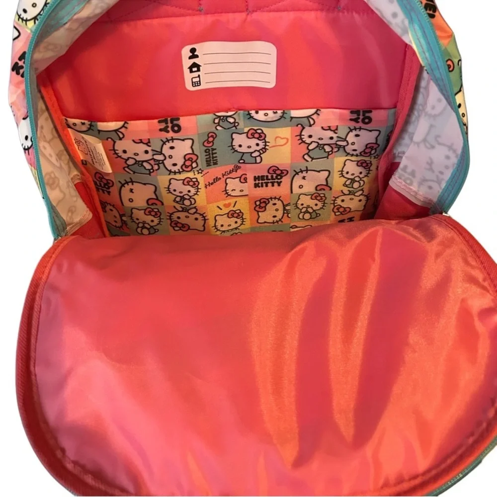 New! Sanrio Hello Kitty Rainbow Striped Backpack & Matching Attached Lunch Bag